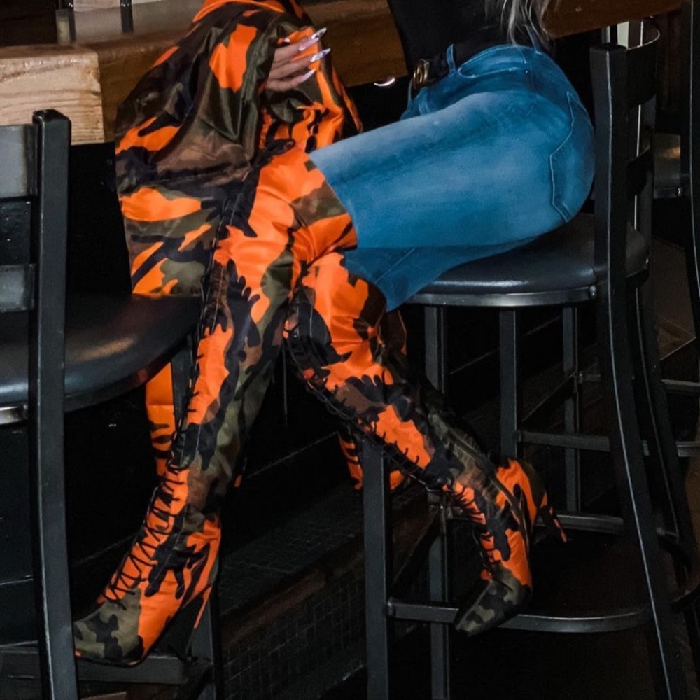 Orange Camo Thigh high boots - Picture 2 of 2